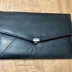 Black Leather jewelry travel envelope